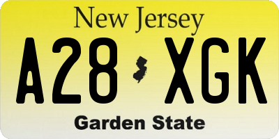 NJ license plate A28XGK
