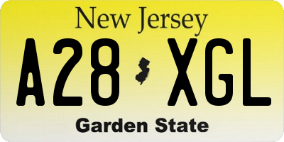 NJ license plate A28XGL