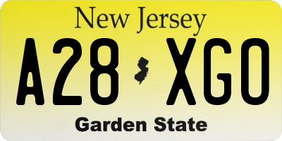 NJ license plate A28XGO