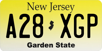 NJ license plate A28XGP