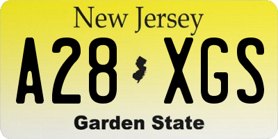 NJ license plate A28XGS