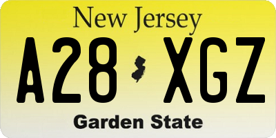 NJ license plate A28XGZ