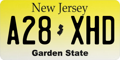 NJ license plate A28XHD
