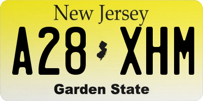 NJ license plate A28XHM