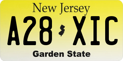 NJ license plate A28XIC