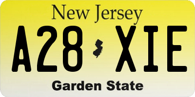 NJ license plate A28XIE