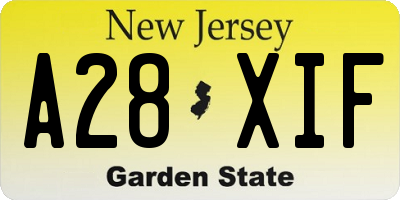 NJ license plate A28XIF