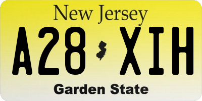 NJ license plate A28XIH