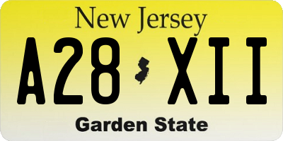 NJ license plate A28XII