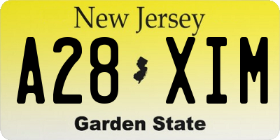 NJ license plate A28XIM