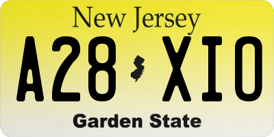 NJ license plate A28XIO