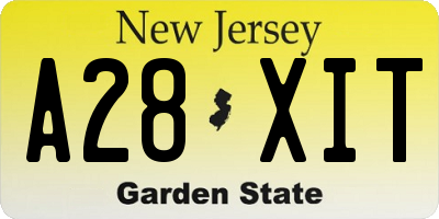 NJ license plate A28XIT