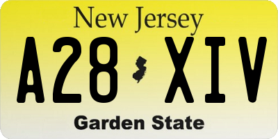 NJ license plate A28XIV