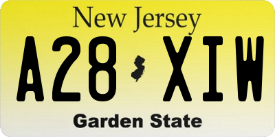 NJ license plate A28XIW