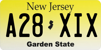 NJ license plate A28XIX