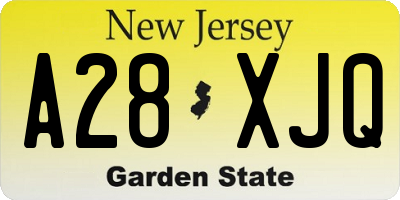 NJ license plate A28XJQ
