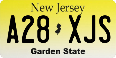 NJ license plate A28XJS