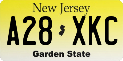 NJ license plate A28XKC
