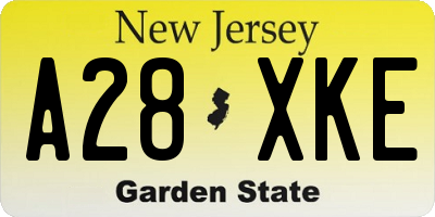 NJ license plate A28XKE