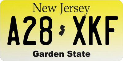 NJ license plate A28XKF