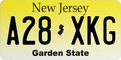 NJ license plate A28XKG