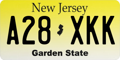 NJ license plate A28XKK