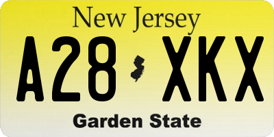 NJ license plate A28XKX