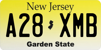 NJ license plate A28XMB