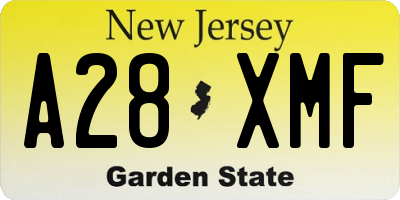NJ license plate A28XMF