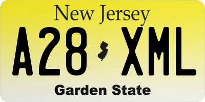 NJ license plate A28XML