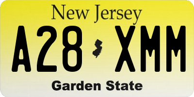 NJ license plate A28XMM