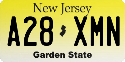 NJ license plate A28XMN