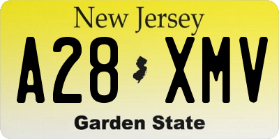 NJ license plate A28XMV
