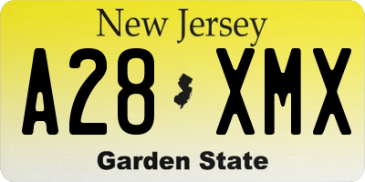 NJ license plate A28XMX