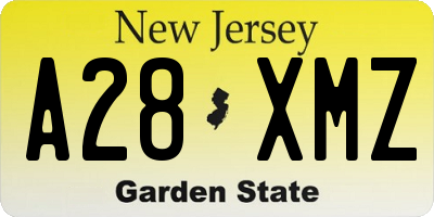 NJ license plate A28XMZ