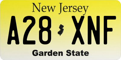 NJ license plate A28XNF