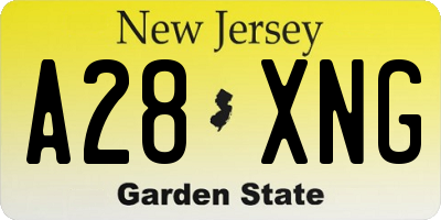 NJ license plate A28XNG