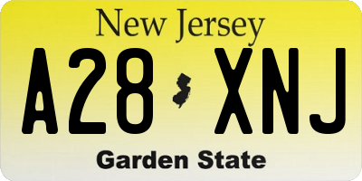 NJ license plate A28XNJ