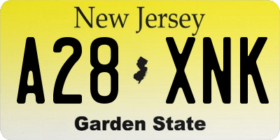 NJ license plate A28XNK