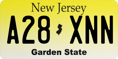 NJ license plate A28XNN