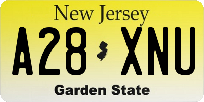 NJ license plate A28XNU