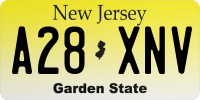 NJ license plate A28XNV