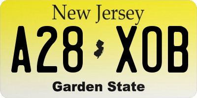 NJ license plate A28XOB