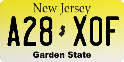 NJ license plate A28XOF