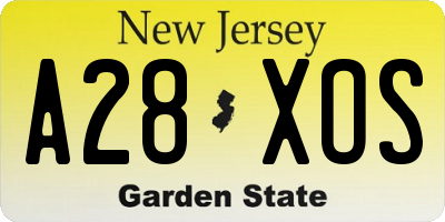 NJ license plate A28XOS