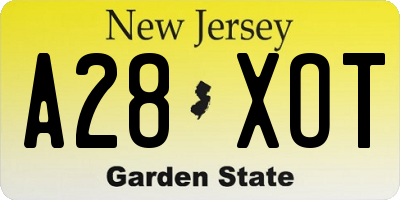 NJ license plate A28XOT