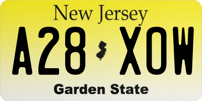 NJ license plate A28XOW