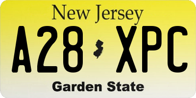 NJ license plate A28XPC
