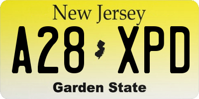 NJ license plate A28XPD