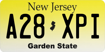 NJ license plate A28XPI